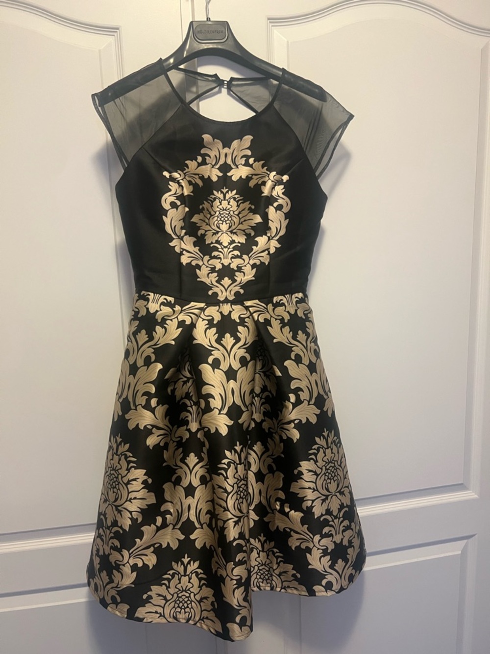Chi Chi London Black and Gold Brocade Party Dress - Elegant Fit & Flare